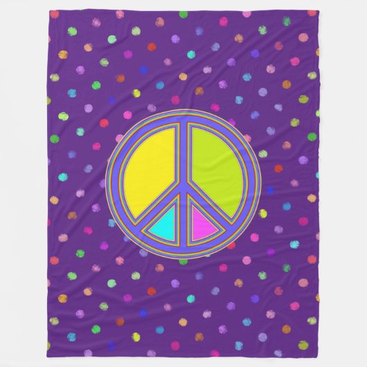 holiES - farbiges PEACE-Zeichen + Ihre Ideen Fleecedecke (Vorderseite)