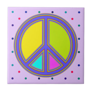 holiES - farbiges PEACE-Zeichen + Ihre Ideen Fliese