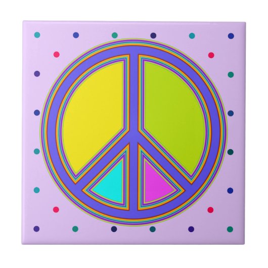 holiES - farbiges PEACE-Zeichen + Ihre Ideen Fliese (Vorderseite)