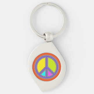 holiES - farbiges PEACE-Zeichen + Ihre Ideen Schlüsselanhänger