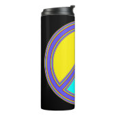 holiES - farbiges PEACE-Zeichen + Ihre Ideen Thermosbecher (Nach links gedreht)