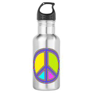 holiES - farbiges PEACE-Zeichen + Ihre Ideen Trinkflasche