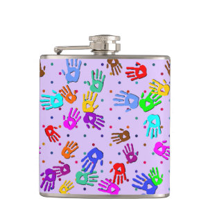 holiES - Hände Punkte farbiges Muster 1 Flachmann