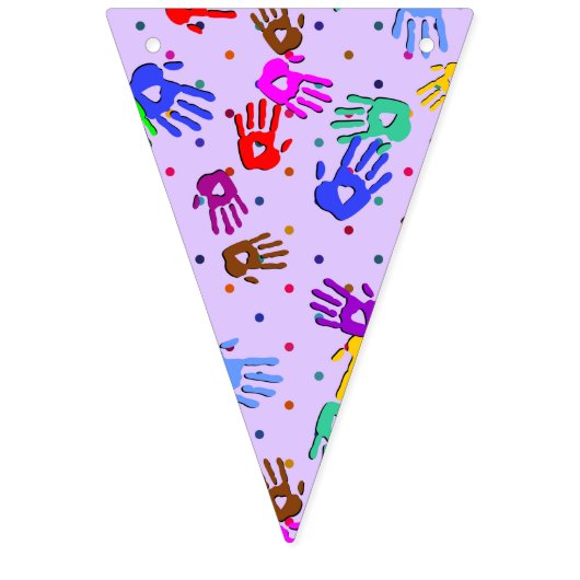holiES - Hände Punkte farbiges Muster 1 Wimpelkette (Dritte Fahne)