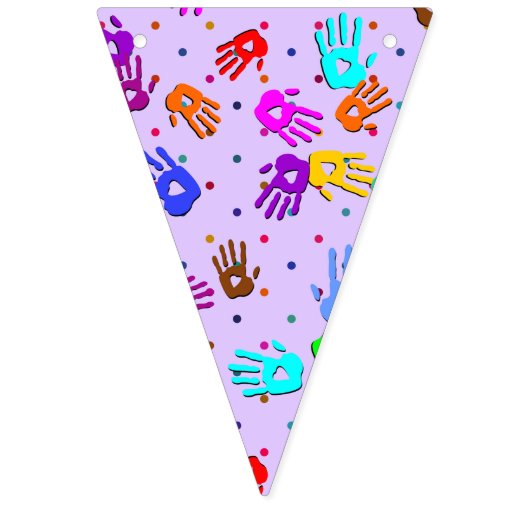 holiES - Hände Punkte farbiges Muster 1 Wimpelkette (Zweite Fahne)