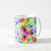 holiES - Hände spritzen farbiges Grunge Muster 2 Kaffeetasse (VorderseiteRechts)