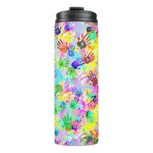 holiES - Hände spritzen farbiges Grunge Muster 2 Thermosbecher