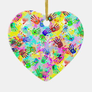 holiES - hands splashes colored grunge pattern 2 Keramik Ornament