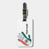 holiES - India Flag Hand + Ihr Name Gepäckanhänger (Vorderseite vertikal)