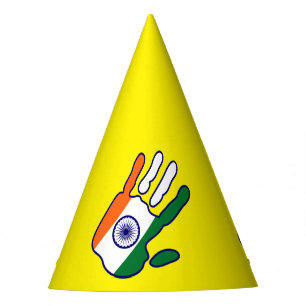 holiES - India Flag Hand + Ihre Ideen Partyhütchen