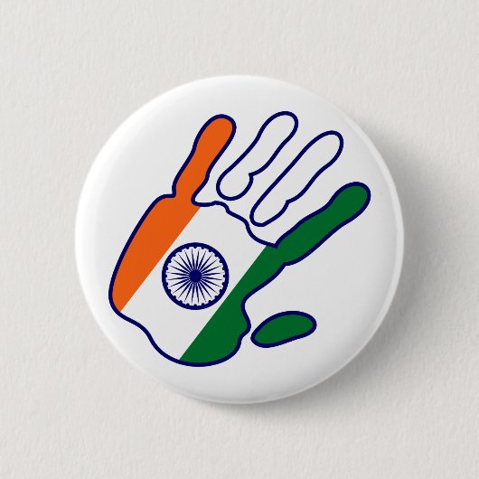 holiES - India Flag Hand - sei ein Fan Button (Vorderseite)