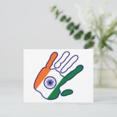 holiES - Indische Flaggenhand Postkarte (Stehend Vorderseite)