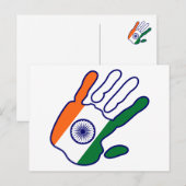 holiES - Indische Flaggenhand Postkarte (Vorne/Hinten)