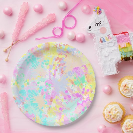 holiES - Splashes nahtlose Muster Pastell 1 Pappteller (Party)