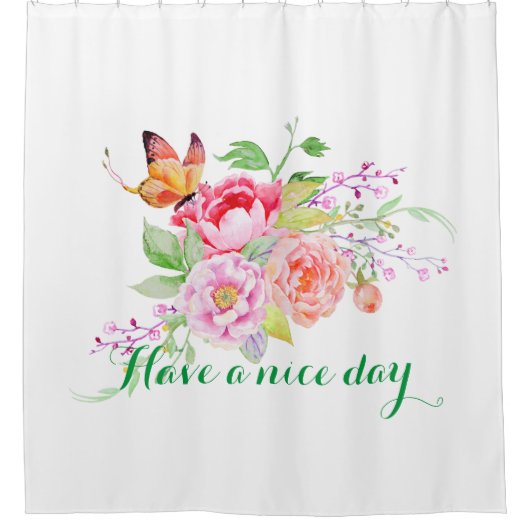 holiES - Wasserfarbene Frühlingsblumen Bouquet 2 Duschvorhang (Vorderseite)