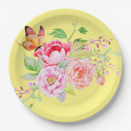 holiES - Wasserfarbene Frühlingsblumen Bouquet 2 Pappteller