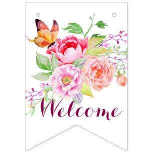 holiES - Watercolor-Frühlings-Blumen-Blumenstrau Wimpelkette