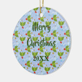 Holingrünen Schnee und Sterne Muster Keramik Ornament (Links)