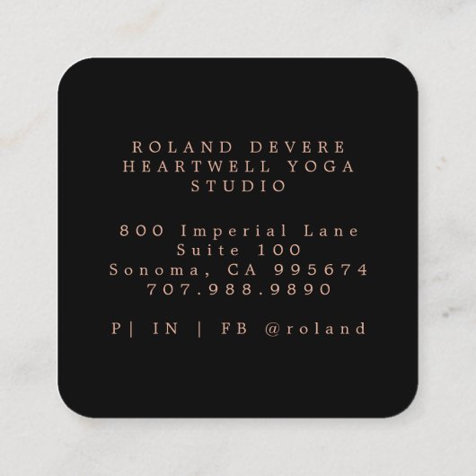 Holistic Celestial Sun Moon Black Quadratische Visitenkarte (Rückseite)