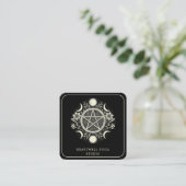 Holistic Celestial Sun Moon Black Quadratische Visitenkarte (Stehend Vorderseite)