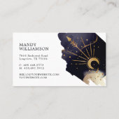 Holistic Celestial Sun & Moon Dark Ink Monogram Visitenkarte (Rückseite)