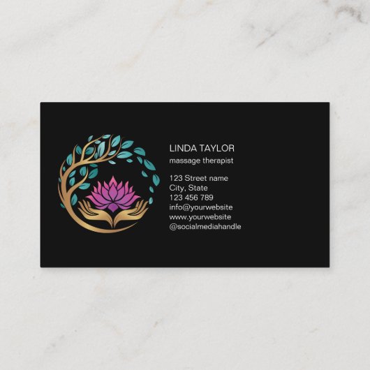 Holistic Massage Therapist Wellness Spa Lotus Visitenkarte (Rückseite)