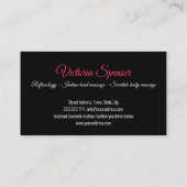 Holistic Massage Wellness Body Therapeut Black Visitenkarte (Rückseite)