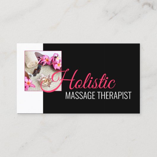 Holistic Massage Wellness Body Therapeut Black Visitenkarte (Vorderseite)
