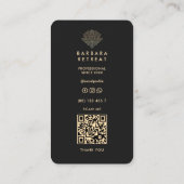 Holistic Wellness Coach Black Imitats Gold Lotus Visitenkarte (Rückseite)