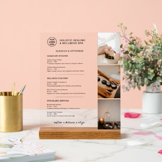 Holistic Wellness Services Menu Acrylschild (Hochzeit)