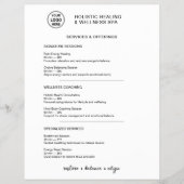 Holistic Wellness Services Minimalist Menu Flyer (Vorne)