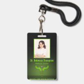 Holistische Alternative Medical Caduceus Green Blä Ausweis (Front with Lanyard)