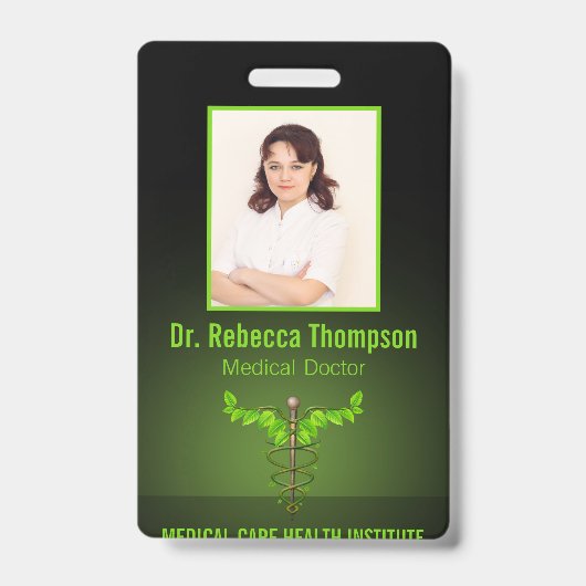 Holistische Alternative Medical Caduceus Green Blä Ausweis (Front)