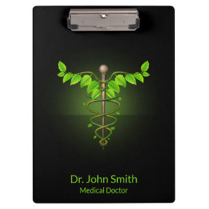 Holistische Alternative Medical Caduceus Green Blä Klemmbrett