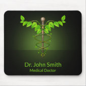 Holistische Alternative Medical Caduceus Green Blä Mousepad (Vorne)