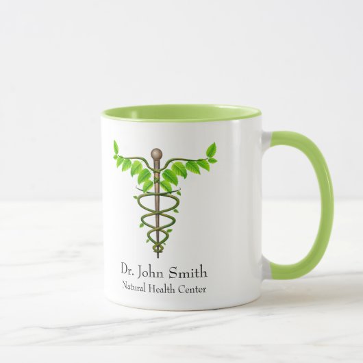 Holistische Alternative Medical Caduceus Green Blä Tasse (Rechts)