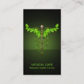 Holistische Alternative Medical Caduceus Green Blä Visitenkarte (Vorderseite)