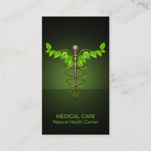 Holistische Alternative Medical Caduceus Green Blä Visitenkarte (Vorderseite)