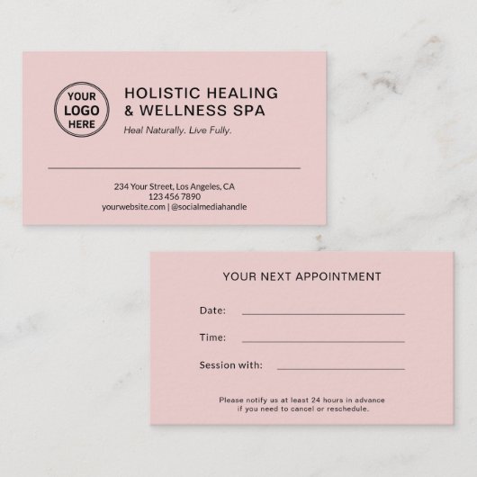 Holistische Gesundheits-Coach-Therapeutin Pink Terminkarte (Vorne/Hinten)
