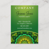 Holistische grüne Mandala, blühende Waldwächter Visitenkarte (Rückseite)