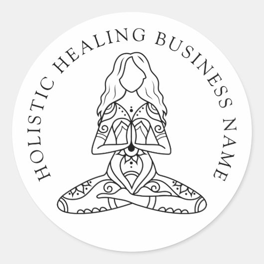Holistische Heilung Lotus Pose Business Runder Aufkleber (Vorderseite)
