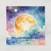 Holistische Himmelsfarbe Wasser Sonne & Mond Yoga Quadratische Visitenkarte (Vorderseite)