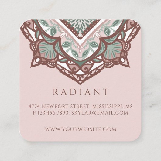 Holistische spirituelle Dekorative Floral Mandala Quadratische Visitenkarte (Rückseite)