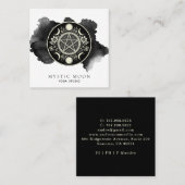 Holistischer Himmelsmond Schwarzer Tinte Quadratische Visitenkarte (Vorne/Hinten)
