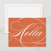 HOLLA ORANGE SCRIPT | KLEINE GRUSSKARTEN MITTEILUNGSKARTE (Vorne/Hinten)