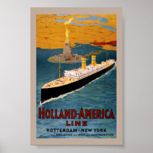 Holland-America-Line-Vintage-Plakat restauriert Poster