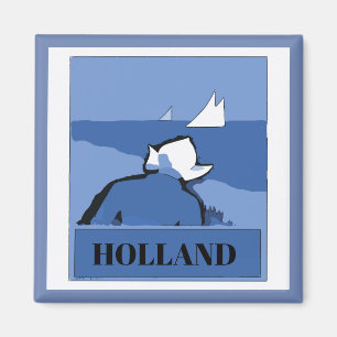 HOLLAND,Blau Niederländisch,Text ändern Magnet
