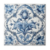 Holland Blue Tulip Pattern Fliese (Vorderseite)
