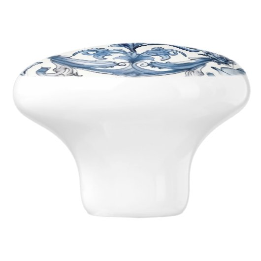 Holland Blue Tulip Pattern Keramikknauf (Seitenansicht)