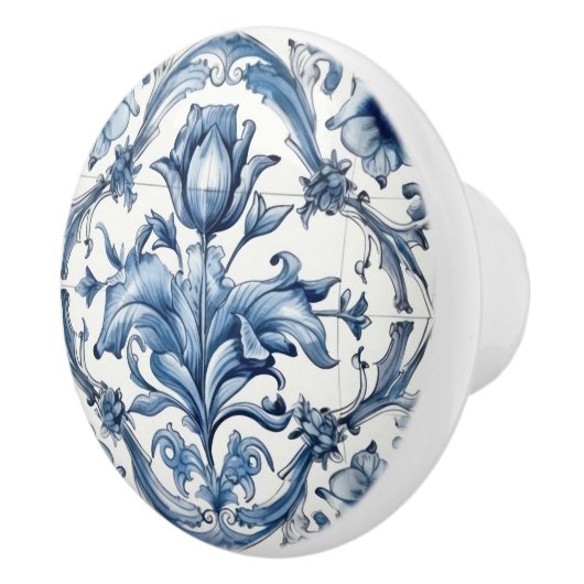 Holland Blue Tulip Pattern Keramikknauf (Rechts)
